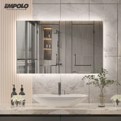 For Empolo Customized Modern Wall Mounted Funky Glass LED Smart Mirror Wifi Magic Touch Screen Hotel Bath Lights Full Illuminati