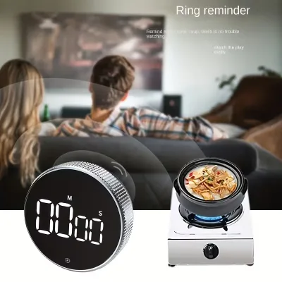 Rotary Digital Kitchen Timer Magnetic Countdown Countup Timer Large Display Volume Adjustable Timer for Seniors Kids