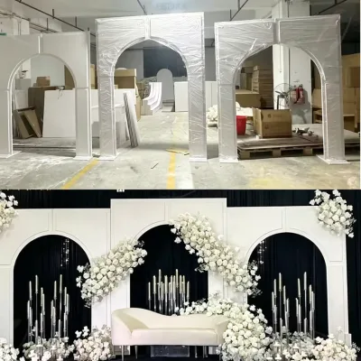 Modern White PVC Wedding Arch, Reusable Geometric Backdrop for Wedding & Events