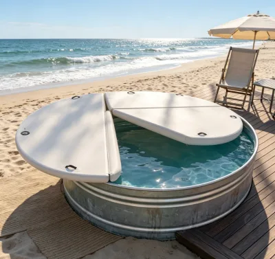 Split Panel Inflatable Pool Cover for Outdoor Ice Bath Stock Tank for Cold Therapy Hobbyists