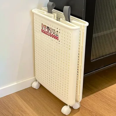 Plastic Foldable Laundry Hamper Wheels Modern Minimalist Design for Household Clothes Storage [100 Delivery Packages New Home]