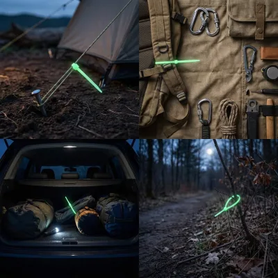Glow in the Dark Cable Ties for Camping Tent Rope, Outdoor Survival Hiking Trail Marker Luminous Zip Ties 400mm,