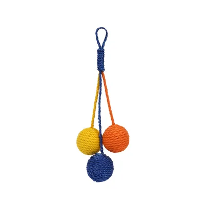 Hot Sale New Design Sisal Ball Sound Cat Teaser Multicolor Interactive Cat Toy Chew Cleaning Teeth Grinding Claws