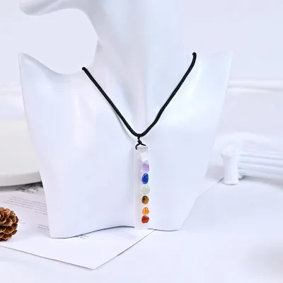 Spiritual Healing Product Crystal Craft Seven Chakra Gravel Selenite Stick Pendant for Sale
