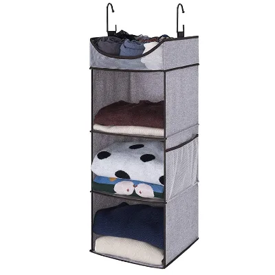 Modern Single-Tier Fabric Organizer With Mesh Hanging Closet Shelf Bag for Sweaters Clothing Shoes Tools Wardrobe Living Room