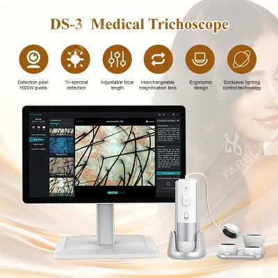 EU Warehouse AI Scalp and Hair Analyzer 3-Spectrum Trichoscope with AI Algorithm for Salon & Clinic Use