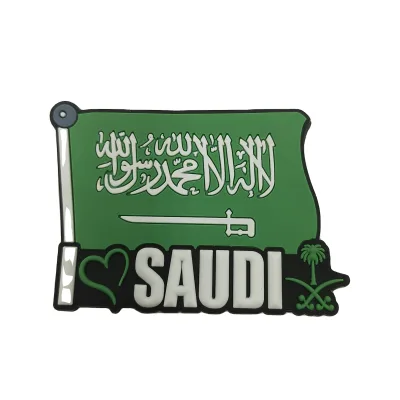 Clothing Wholesale Embossed 3d Free Sample Velcroes Soft Pvc Rubber Saudi National Day Custom Handmade Textile Label Patch