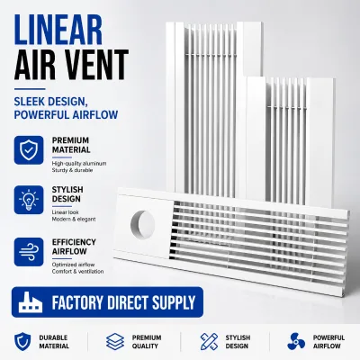 Large Ventilation Automatic air Conditioning Ceiling Vents Linear air Vent Diffuser with Light