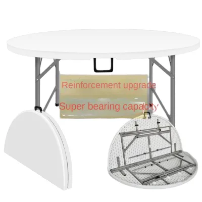 10-Person Capacity Outdoor Folding Banquet Round Table HDPE Durable Plastic Household Dining Table for Wedding Event Party