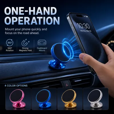 Minimalist Suction Cup Car Dashboard Phone Holder 360 Adjustable Ball Head Universal Strong Mount Aluminum Alloy ABS Stable
