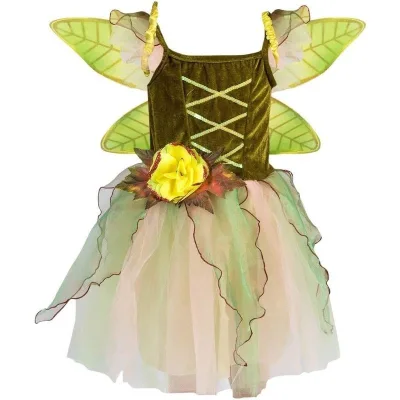 Green Fairy Dress Cosplay Costume Outfit Fantasy Uniform Wing Skirt Halloween Carnival Suit For Kids Child 90-150CM Roleplay Set