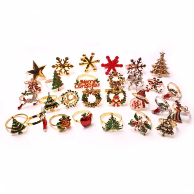 New Christmas Napkin Ring Metal Christmas Tree Bell Snowflake Napkin Buckle for Festive Hotel Metal Napkin Buckle Ring Tableware