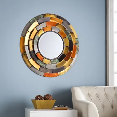 Hot Sale Art Decor Colorful Round Shape Mirror Wholesale Modern Luxury Home Decoration Wall Mirror Source Factory Direct Sale