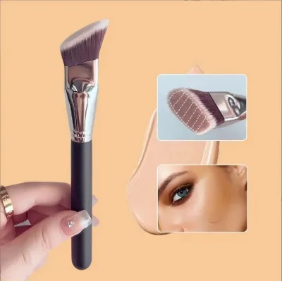 Professional Angled Foundation Makeup Brush Custom Logo Wholesale Liquid Cream Foundation Kabuki Angled Flat Wood Fan Brush
