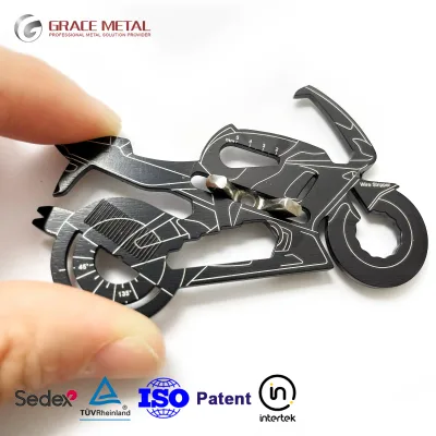 Fast Customization Logo 20 in 1 Multi Function Motorcycle Keychain Tool Card Promotion Cool Gift Key Chain Pocket Survival Tool