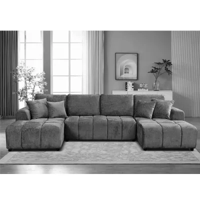 Modern European Style Fabric Corner Sofa Set for Apartment and Hotel Living Room Custom Luxury Villa Renovation Project