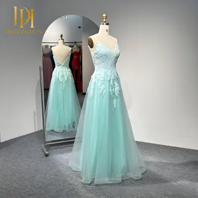 Factory New Elegant Long Party Dress Hand-Embroidered Flower Backless Design Chiffon Fabric Natural Summer Prom Dress for Dinner