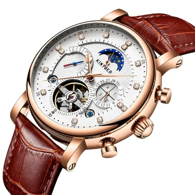 KINYUED Watches Brand Kinyued Diamond Movements Watches Oem Tourbillion Skeleton Watch