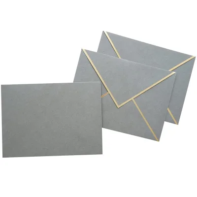 High quality custom foil logo printing white cardboard invitation envelope paper A5 black envelope