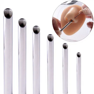 High-Polish Adapter Tube 316 Stainless Steel Perforated PA Ring Nose Stud Piercing Earring Guide Professional Auxiliary Tool
