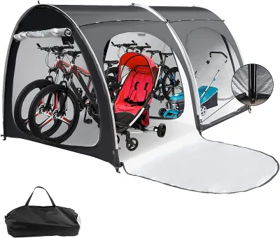 Attachable Bike Storage Shed Tent, Multifunctional Outdoor Waterproof Spliced Tent for Garden Camping Hiking