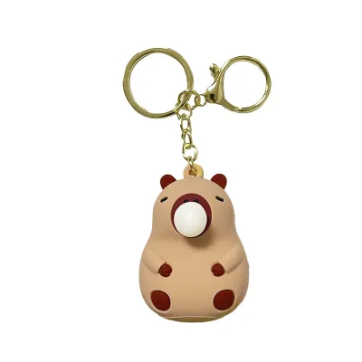 HY198 3d Soft Bubble Capibara PVC Bag Key Tag Car KeyChain Rubber Backpack Pendant Toy Silicone Capybara Key Ring