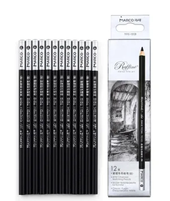Marco 7010 Soft Middle Hard Black Wooden Charcoal Pencil