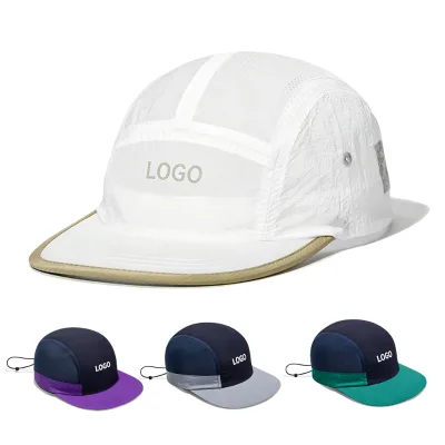 5 Panel Quick Dry Nylon Embroidered Printing Unstructured Snapback Caps Lightweight Laser Cut Holes Duckbill Running Camper Hats