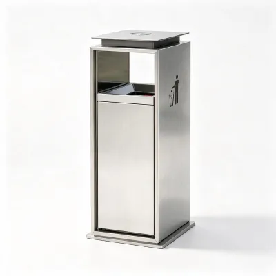 Fingerprint Resistant Eco-Friendly Space Saving Stainless Steel Commercial Trash Can Open Top Waste Bin for Hotel Mall Public