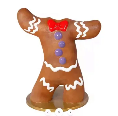 Popular Customized Large Fiberglass Gingerbread Men Girl Boy Sculpture Christmas Props for Indoor/Outdoor Christmas Decoration