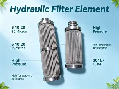 High Efficiency Metal Fiber Mesh Pleated Oil Filter Cartridge Hydraulic Filter Element Suction Strainer with 99% Filtration
