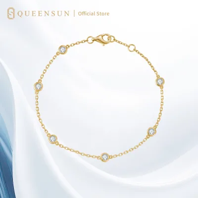 18K Gold Platinum Plated Lab Grown Diamond Brilliant Cut DE VS Station Chain Dainty Luxury 3g Birthday Anniversary Gift Women