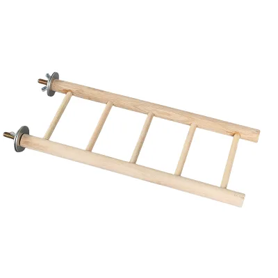Wooden Ladder Bird Toy for Parrots Jumping Board Stand Steel Pole for Play Playing Bird Cage Accessories Carton Packaging