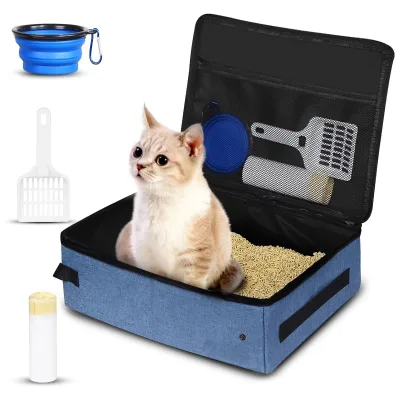 Large Portable Mobile Box for Medium Large Cats Leak-Proof Storage Box for Car Travel Hotel Cat Travel Organized Box with Lid