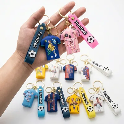 Cartoon Football Keychain PVC International Football Themed Key Ring Custom Multi-material Car Bag Gift Wholesale