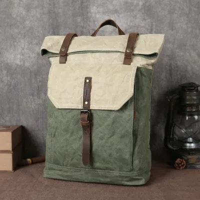 G-favor Classic Mens Waterproof Laptop Canvas Camera Camping Waxed Canvas Backpacks Bag Custom Logo Traveling for Men Women