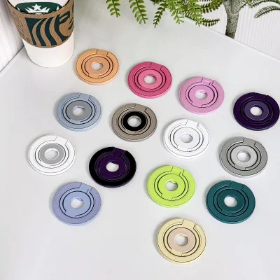 34 Colors Universal Double Sided Magnetic 3-Fold Alloy Ring Phone Stands Ring Holder 360° Rotating Phone Case Car Stand
