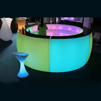 Modern LED Illuminated Mobile Bar Counter for Home Hotel Basement Commercial Use Plastic Bar Tables Available for Sale