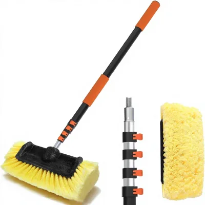 12FT Car Wash Brush Long Handle 12-Inch Soft Bristle Aluminum Telescoping Pole China Car SUV RV Boats House Siding