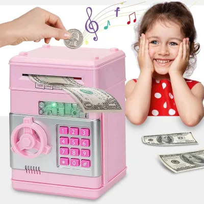 2025 Auto-rolling Money Password Safe Mini Creative Painted ATM Piggy Bank Children's Electronic Piggy Bank Toy