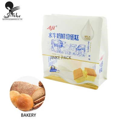 Customized Printed Bread Bag With Clear Window Gusset Toast Packaging Flat Bottomed Food Bags