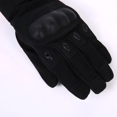 Black Full Finger Cycling Gloves Padded Knuckle Non-Slip Palm Adjustable Wrist Strap Finger Ventilation for Outdoor Road Riding
