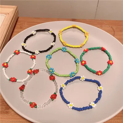 Boho Bohemian Vintage Summer Girl Daisy Flower Bracelet Women Handmade Colorful Fashion Jewelry Seed Bead Bracelet for Girls