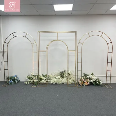 Gold Wedding Metal Background Iron Arch Shelf with Wrought Iron Arches Screen for Party Decorations