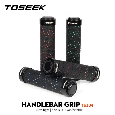 TOSEEK Bike Grips PU Leather EVA Foam Soft Shock Absorbing Handle Grips for MTB Mountain Bicycle Cycling Replacement Parts OEM