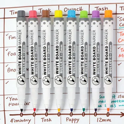 Fast Delivery Smooth Writing Fine Tip 8 Pack Magnetic White Board Pen with Built-in Eraser for Clean Erasing Without Residue
