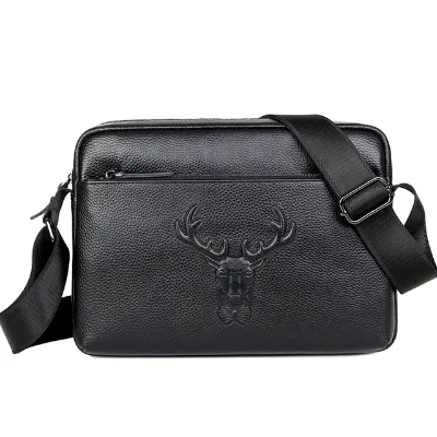 Factory Wholesale Men's Bag Leather Messenger Business Briefcase Elk Cross Shoulder Bag Men's Ms4 Sling Bag