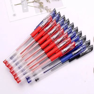 Custom Logo Hotel Catering Promotional Simple Black Blue Red Plastic Gel Pen 0.5mm TY Brand Stationery Set