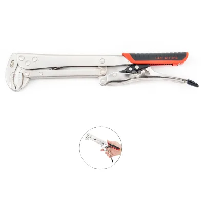 Self Adjusting Drop Forged 90 Long Nose Curved Jaw Nickel Plated Extra Rod Wood Clamping Locking Plier