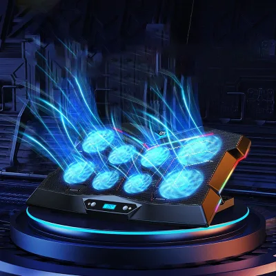 Blue Light Laptop Cooler 8 Fans Quiet Rapid Cooling Action Gamer USB Stand Laptop Cooling Pad Support 18 Inches Laptops